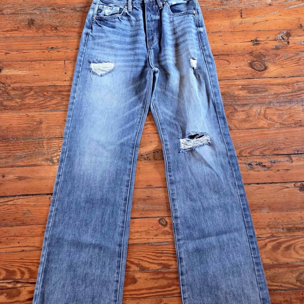 KanCan Light Blue Distressed Wide Leg Jeans